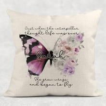 Load image into Gallery viewer, Butterfly Floral Positivity Personalised Cushion

