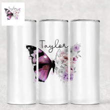 Load image into Gallery viewer, Floral Butterfly Personalised Tall Tumbler
