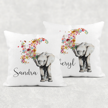 Load image into Gallery viewer, Floral Elephant Personalised Cushion
