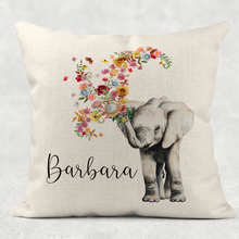 Load image into Gallery viewer, Floral Elephant Personalised Cushion
