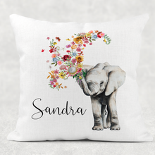 Load image into Gallery viewer, Floral Elephant Personalised Cushion
