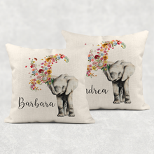 Load image into Gallery viewer, Floral Elephant Personalised Cushion
