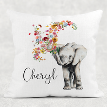 Load image into Gallery viewer, Floral Elephant Personalised Cushion
