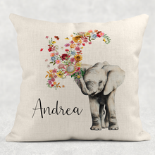 Load image into Gallery viewer, Floral Elephant Personalised Cushion
