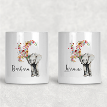 Load image into Gallery viewer, Floral Elephant Personalised Pencil Caddy / Make Up Brush Holder
