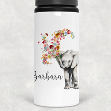 Load image into Gallery viewer, Floral Elephant Personalised Aluminium Straw Water Bottle 650ml
