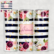 Load image into Gallery viewer, Floral Stripe Personalised Tall Tumbler
