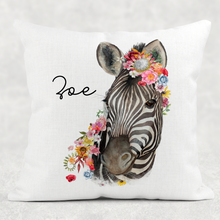 Load image into Gallery viewer, Zebra Floral Personalised Cushion

