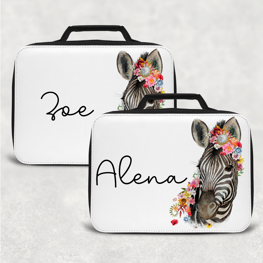 Floral Zebra Personalised Insulated Lunch Bag