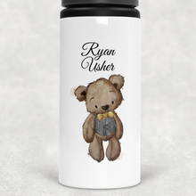 Load image into Gallery viewer, Teddy Flower Girl/Page Boy Personalised Wedding Aluminium Straw Bottle 650ml
