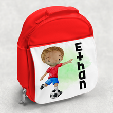 Load image into Gallery viewer, Football Personalised Kids Insulated Lunch Bag
