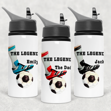 Load image into Gallery viewer, Football Legend Personalised Aluminium Straw Water Bottle 650ml
