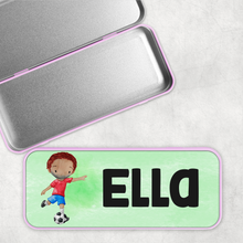 Load image into Gallery viewer, Football Personalised School Pencil Tin
