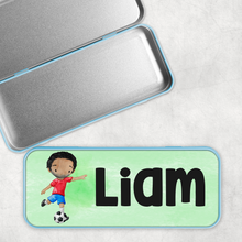 Load image into Gallery viewer, Football Personalised School Pencil Tin
