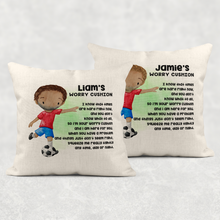 Load image into Gallery viewer, Football Personalised Worry Cushion Cover White Canvas or Natural Linen
