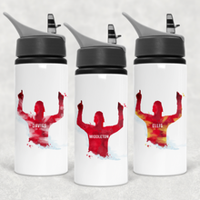 Load image into Gallery viewer, Football Red Shirt Personalised Aluminium Straw Water Bottle 650ml

