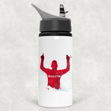 Load image into Gallery viewer, Football Red Shirt Personalised Aluminium Straw Water Bottle 650ml
