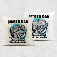 Load image into Gallery viewer, Gamer Dad Personalised Cushion Linen White Canvas

