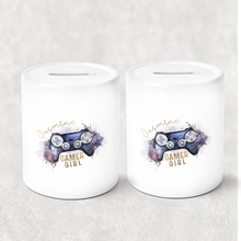 Load image into Gallery viewer, Gamer Girl Floral Personalised Money Pot
