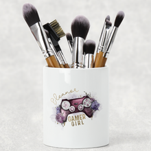 Load image into Gallery viewer, Gamer Girl Floral Personalised Pencil Caddy / Make Up Brush Holder
