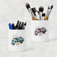 Load image into Gallery viewer, Gamer Girl Floral Personalised Pencil Caddy / Make Up Brush Holder
