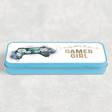 Load image into Gallery viewer, Gamer Girl Floral Personalised School Pencil Tin
