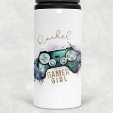 Load image into Gallery viewer, Gamer Girl Floral Personalised Aluminium Straw Water Bottle 650ml
