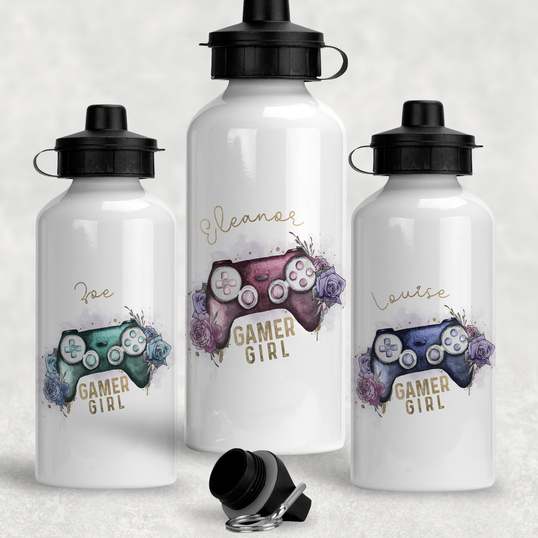 Gamer Girl Floral Personalised Water Bottle - 400/600ml