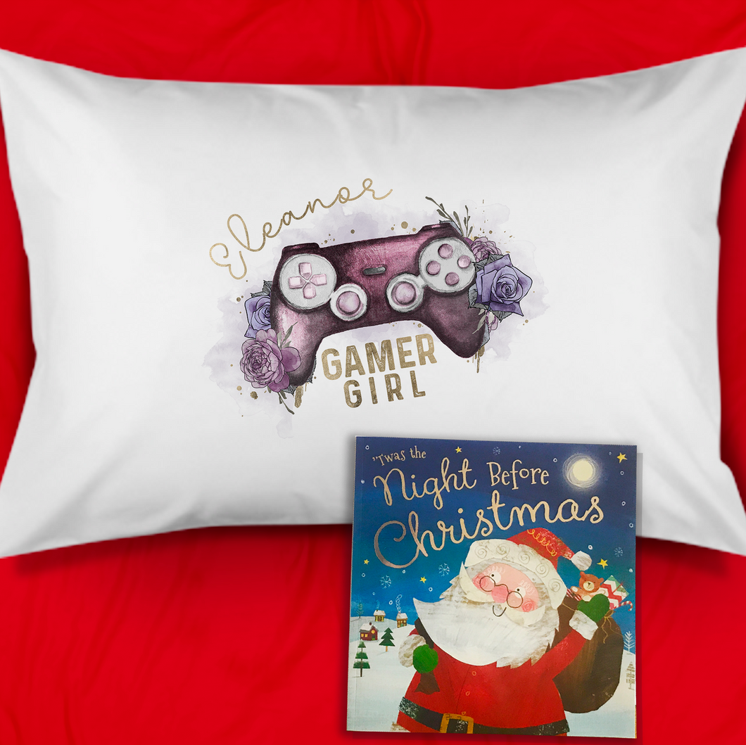 Gamer Girl Personalised Christmas Eve Pillow Case & Book