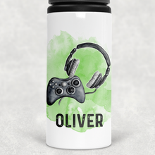 Load image into Gallery viewer, Gamer Headset Personalised Aluminium Straw Water Bottle 650ml
