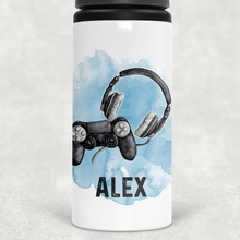 Load image into Gallery viewer, Gamer Headset Personalised Aluminium Straw Water Bottle 650ml
