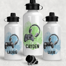 Load image into Gallery viewer, Gamer Headset Personalised Water Bottle - 400/600ml
