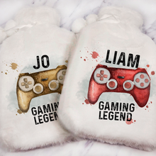 Load image into Gallery viewer, Gaming Legend Personalised Hot Water Bottle Cover
