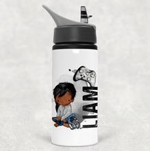 Load image into Gallery viewer, Gamer Character Personalised Aluminium Straw Water Bottle 650ml
