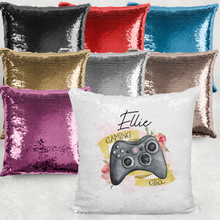 Load image into Gallery viewer, Gamer Girl Personalised Mermaid Reversible Sequin Cushion
