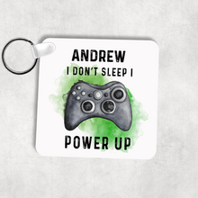 Load image into Gallery viewer, Gamer Personalised Keyring Bag Tag I Don&#39;t Sleep I Power Up
