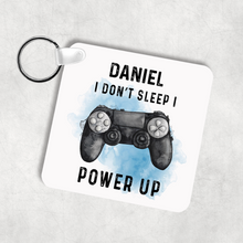 Load image into Gallery viewer, Gamer Personalised Keyring Bag Tag I Don&#39;t Sleep I Power Up
