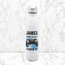 Load image into Gallery viewer, Gamer Personalised Travel Flask Water Bottle I Don&#39;t Sleep I Power Up 500ml
