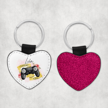 Load image into Gallery viewer, Gamer Girl Personalised Glitter Heart Keyring
