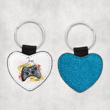 Load image into Gallery viewer, Gamer Girl Personalised Glitter Heart Keyring
