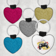 Load image into Gallery viewer, Gamer Girl Personalised Glitter Heart Keyring
