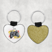 Load image into Gallery viewer, Gamer Girl Personalised Glitter Heart Keyring
