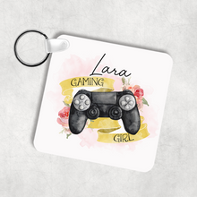 Load image into Gallery viewer, Gamer Girl Personalised Square Keyring
