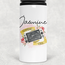 Load image into Gallery viewer, Gaming Girl Personalised Aluminium Straw Water Bottle 650ml
