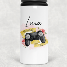 Load image into Gallery viewer, Gaming Girl Personalised Aluminium Straw Water Bottle 650ml
