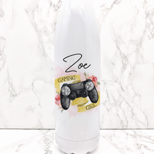 Load image into Gallery viewer, Gaming Girl Personalised Travel Flask Water Bottle 500ml
