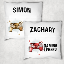 Load image into Gallery viewer, Gaming Legend Personalised Pocket Book Cushion Cover White Canvas

