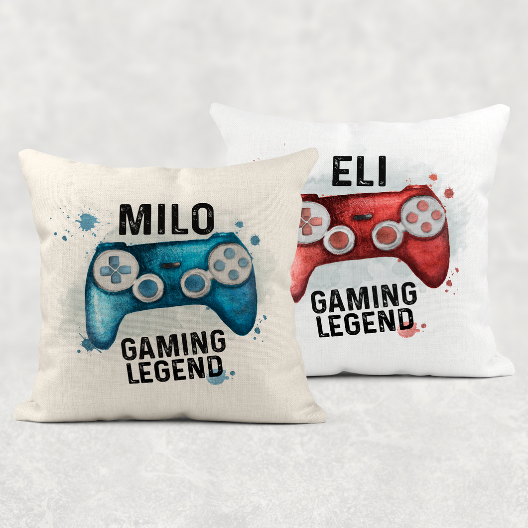Gaming Legend Personalised Cushion Linen White Canvas
