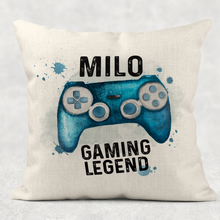 Load image into Gallery viewer, Gaming Legend Personalised Cushion Linen White Canvas
