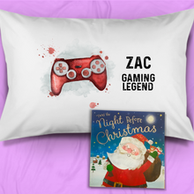 Load image into Gallery viewer, Gaming Legend Personalised Christmas Eve Pillow Case &amp; Book

